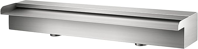 VEVOR Pool Fountain Stainless Steel Pool Waterfall 23.6" x 4.5" x 3.1"(W x D x H) Waterfall Spillway with Pipe Connector Rectangular Garden Outdoor, Silver