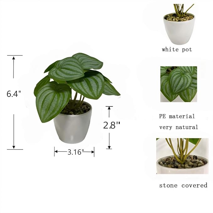 Kiko Artificial Plant-Leaves Leaves -9 PCS in White Melamine Pot Fake Table Plant Greenery Potted Plants for Office, Living Room, Dinner Room, Shopping mall,Artificial Plant for Indoors
