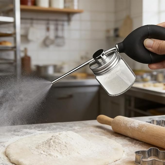 EVKILKJS Powder Spray Bottle Garden Duster Applicator, Durable Handheld Cleaning Spray Tool, Suitable for Dust Removal of Plant Leaves, Greenhouse Maintenance, Horticultural Care Silver