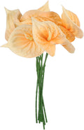 uxcell 8Pcs 11inch Artificial Anthurium Lily Flowers, Permanent Flower Bouquet for Home Arrangements Wedding Festival Decoration Crafts Store Decor Accessories, Light Orange
