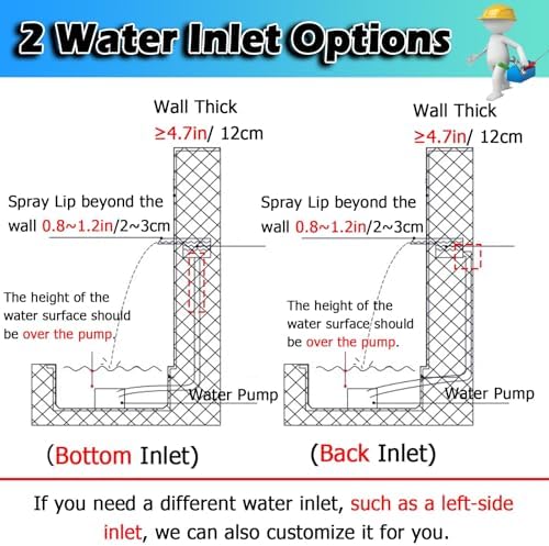 Waterfall Spillway for Indoor/Outdoor Decorative,304 Stainless Steel Fountain Spillway Kit - 72/183cm Long Hose Black/Silver Outdoor Waterfall Spillway for Backyard & Commercial Ponds & STYL