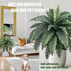 2 Pack Artificial Fern for Outdoors 33" Fake Boston Ferns Large Artificial Plants Faux Ferns for Front Porch Halls Indoors Gardens Churches Window Box Decorating