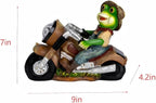 Solar Frog Motorcycle Statue Light - Outdoor Garden Decor Resin Frog Figurine Riding Vintage Ornament for Patio Yard Lawn Pathway - Funny Birthday Housewarming Gift for Mom Dad Grandmother Friends