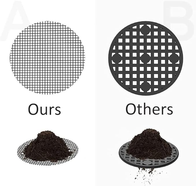 100 Pcs Round Mesh Pad for Flower Plant Pot Hole, Anti Soil Loss Bonsai Pot Bottom Grid Mat Mesh, 2 Size, 50pcs 5cm and 50pcs 10cm