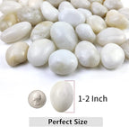 YISZM 40lbs White River Rocks for Garden Landscaping, 1-2 Inch Natural Pebbles for Indoor Plants, High Polished Decorative Stones Outdoor and Indoor DIY Vase Filler Fish Tank Aquariums
