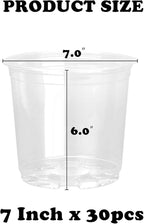 RAOOKIF 30 Pack 1 Gallon Pots with Drainage Holes, 7 Inch Clear Nursery pots, 1 Gallon Plastic Plant Pots for Seedlings, Clear Seed Starters, and Flower Planting