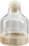 Serene Spaces Living Small Woodland Glass Terrarium - Wooden Base & Ball Stopper, Plants and Succulents Sanctuary, Potpourri Holder & Decorative Showcase for Home Décor, 7" Diameter & 10" Tall