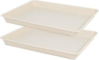 VUWEZ Rectangle Plant Tray, Plant Drip Tray, Plant Pot Saucers, Plant Germination Trays, Plant Saucers, 14.5'' x 11'' x 1.5'' (2 pack), Beige