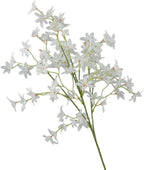Artificial Orchid Flower Single Branch Dancing Oncidium Silk Material Lifelike Arrangement 74CM Tall For Wedding Home Office Living Room Decor(White)