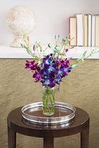 KaBloom - 10 Blue and 10 Purple Orchid with vase - Fresh Flowers for Birthday, Valentine's & Mother's Day