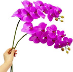2 Pcs Orchid Stems 38" Artificial Flowers Real Touch Latex Faux Phalaenopsis Branches White Artificial Flowers for Wedding Party Home Garden Decor (Purple, 38“)