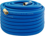 WiseFlow Garden Hose 150FT x 3/4", Heavy Duty Rubber Hose, Water Hose with Five Layered Braiding, Male Female Fittings, 1000PSI Burst, 300PSI Working (Blue)