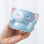 DIYOMR Cute Animals Planter, Mini Ceramic Cartoon Animal Shaped Succulent Flower Pot Indoor Air Plants Holder, Smooth Shiny Decorative Flower Cactus Planter - Plants Not Included (Baby Elephant)