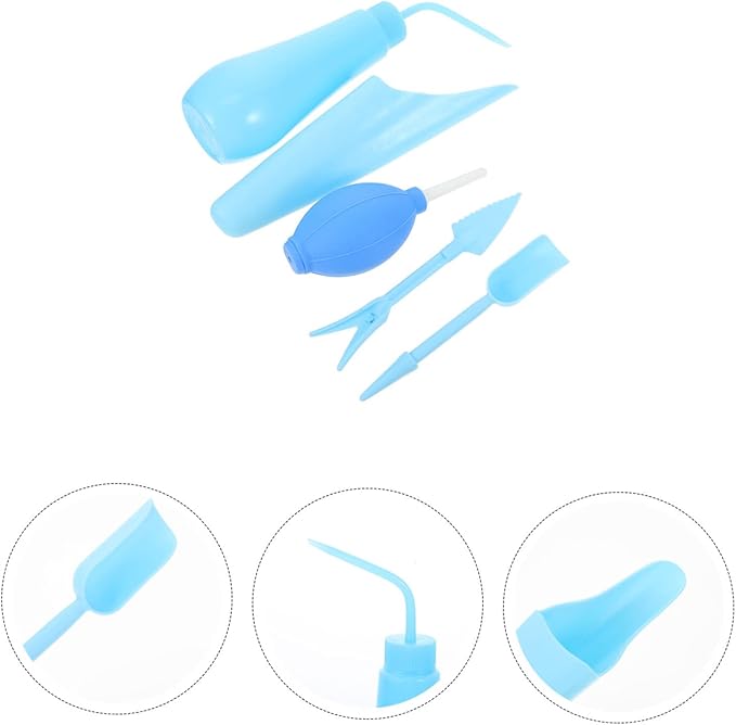 Succulent Planting Tools for Indoor Outdoor Gardening Portable Bonsai Accessories Kit with Hand Tools for Flowerpots and Small Gardens (Blue 5-Piece Set)