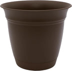 The HC Companies Eclipse Round Planter with Saucer - Outdoor & Indoor Plant Pot with Drainage Holes - Lightweight, UV-Resistant Plastic Pots for Plants, Flowers & Herbs (20" Chocolate, Pack of 1)