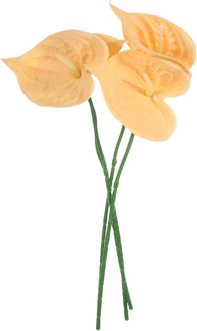 uxcell 4Pcs 11inch Artificial Anthurium Lily Flowers, Permanent Flower Bouquet for Home Arrangements Wedding Festival Decoration Crafts Store Decor Accessories, Beige