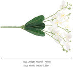 Baluue Artificial Phalaenopsis Orchid Stem Faux Leaves White Butterfly Orchid Flower for Indoor Home Decor Living Room Wedding Event Floral Arrangement