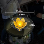 Huaxu Garden Solar Light Outdoor, Amber Crackle Globe Glass Lotus Decoration, Waterproof Gray Metal LED Flower Lights for Patio,Lawn,Walkway,Tabletop,Ground…