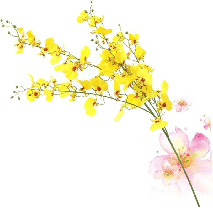 LIOOBO 3 Forks Artificial Dancing Orchid Flower Branches - Decor for Weddings and Living Rooms - Perfect for Floral Arrangements and Indoor Decoration