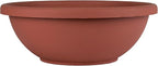 The HC Companies 13 Inch Garden Bowl Planter - Shallow Plant Pot with Drainage Plug for Indoor Outdoor Flowers, Herbs, Clay