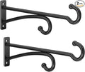 12" Plant Hanger Hook Outdoor Indoor – Planter Hooks for Hanging Plants, Plant Wall Hooks, Brackets for Hanging Plants, Baskets, Wind Chimes, Bird Feeders, Lanterns, Bird Houses (Black, Metal, 2-Pack)