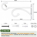 2Pack 6 Inch Plant Hangers for Hanging Baskets, Hanger for Indoor and Outdoor Plant Pots Holder, Wall Hook for Planters, Flower Basket, Wind Chimes, Lantern, Light, Bird Feeder, Home Décor-White