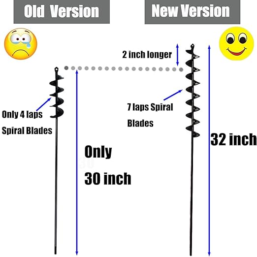 32" x 2" Extended Length Garden Auger Drill Bit for Planting Bulb & Bedding Plant Auger 100% Solid Barrel-No Need to Squat Post Hole Digger for 3/8" Hex Drive Drill- Earth Auger Bulb Planter Tool