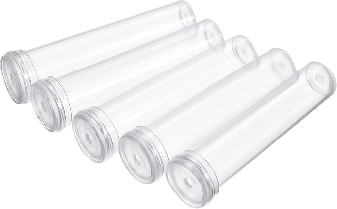 MECCANIXITY 25 Pcs Floral Water Tubes with Caps 2.8" Plastic Flower Vials for Fresh Plants, Flower Arrangements, Milkweed Cutting (Clear)
