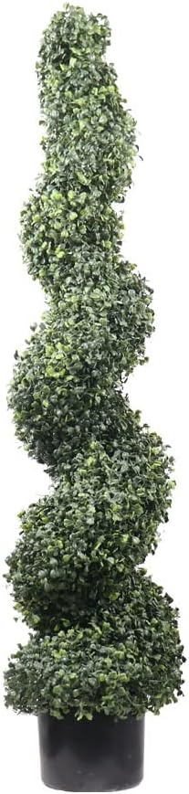 ALL SEASON GREEN 48'' Artificial Topiary Tree Spiral Boxwood in Plastic Pot Indoor or Outdoor Use (1pc Lush)