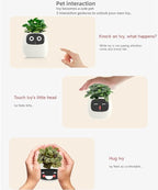 Smart Flowerpots,Smart Pet Planter,Ai Planter,Intelligent Flowerpots,Multiple Expressions,7 Smart Sensors, And Ai Chips Make Raising Plants Easy And Fun For Living Room,Desk,Plant-free (Green)