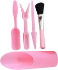 Succulent Planting Tool Set with Transplanter, Small Soil Scoop, Cleaning Brush, and Root Lifter, Pink Gardening Hand Tools Kit for Indoor and Outdoor Plant Care