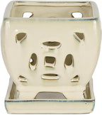 W&W Orchid Pot with Holes and Saucer for Repotting, Cream White, 5.5"