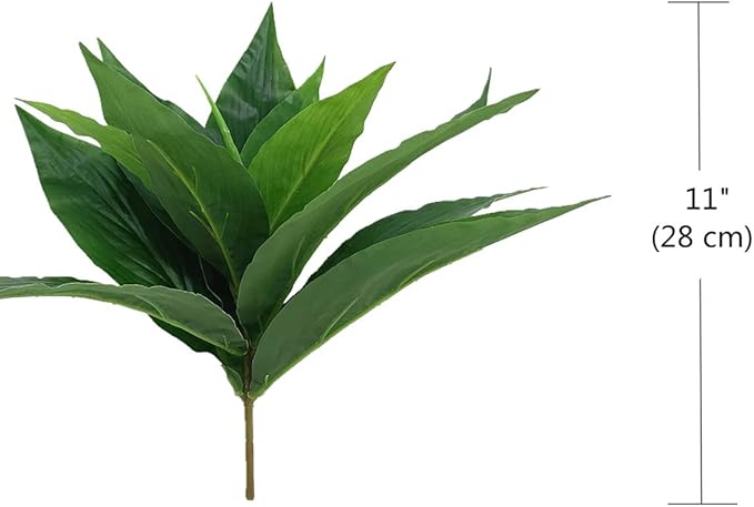 CATTREE Artificial Plants Outdoor Decor, Fake Plant Shrubs Faux Grass Plastic Leaves Greenery Bushes Home Garden Wedding Party Decorations Indoor Office Yard Verandah Planter Filler - Green 2 Pack