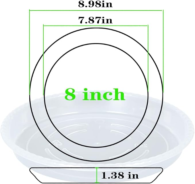OVZILKI Plant Saucer 6 Pack of 8 inch, Clear Plastic Flower Plant Pot Saucer, Heavy Duty Plant Drip Trays Saucers for Indoor, Plant Water Tray for Planters