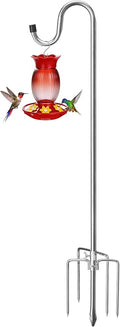 COCONUT 78 Inch Shepherds Hook for Bird Feeder, 5/8 Inch Width Heavy Duty Adjustable Outdoor Shepherd Hooks with 5-Prong Base for Lanterns Planting Hanger Weddings Decor, Silver