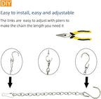 YINGFENG 197 Inch DIY Silver Hanging Basket Chains, Adjustable Length, Decorative Metal Chain with Hooks for Hanging Bird Feeders, Planters, Ornaments
