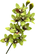 4pcs Green Cymbidium Orchid Flower 10 Heads Artificial Fake Latex Phalaenopsis Flowers for Wedding Centerpieces Home Hotel Floral Arrangment Decor (Green)