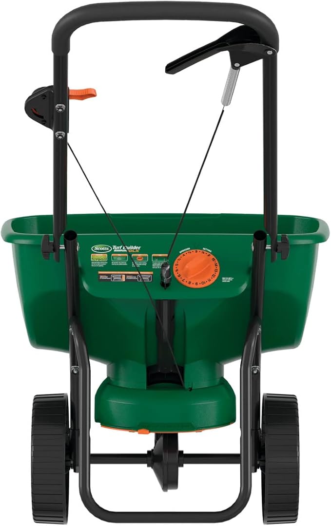 Scotts Turf Builder EdgeGuard DLX Broadcast Spreader - Spreader For Lawn Fertilizer, Weed & Insect Control, Grass Seed, and Ice Melt, Holds Up To 15,000 sq. ft. of Product