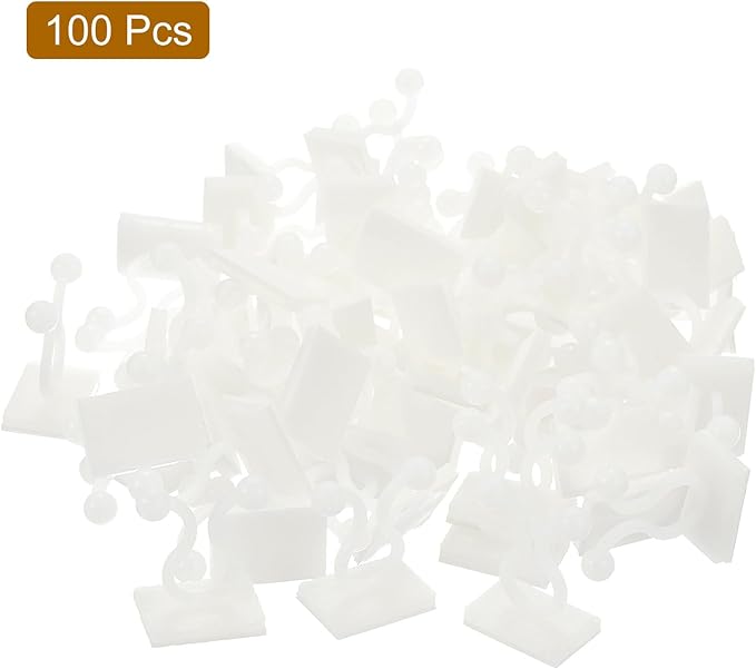 uxcell 100Pcs Plant Climbing Wall Fixture Clips, Plant Fixer Self-Adhesive Hooks Wire Fixing Supporting for Indoor Outdoor Decoration and Cable Wire Fixing (White, 8mm/0.31")