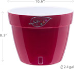DECOPOTS - Self Watering Planter - Modern Flower Pot with Water Level Indicator for All House Plants, Flowers, Herbs (Diameter 10.6", Red - Pearl/White)