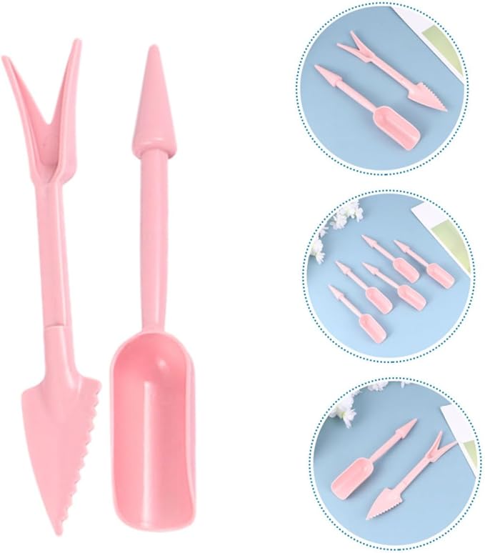 HEMOTON Succulent Planting Tool Set 20pcs (16cm Pink) Plastic Transplant Gardening Tools for Bonsai and Flowerpot Use Household Gardening Accessories
