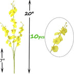 Artificial Flowers Orchids Silk Fake Flowers in Bulk, 10 Pcs (Each 20”), for Wedding Festive Party Home Office Decoration, Not Include Vase