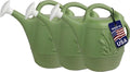 PMU 2 Gallon Watering Can - Garden Watering Can for Indoor & Outdoor Plants - Plastic Water Can with Detachable Sprinkler Head - Large Water Pot, Made in USA - Sage Green Pkg/3