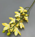 4Pcs Yellow Artificial Orchids Realistic Touch Fake Cymbidium Orchids, 10 Heads Lifelike Flowers for Wedding Centerpieces Home Decor Living Room Bathroom Office Vase Arrangements (yellow)