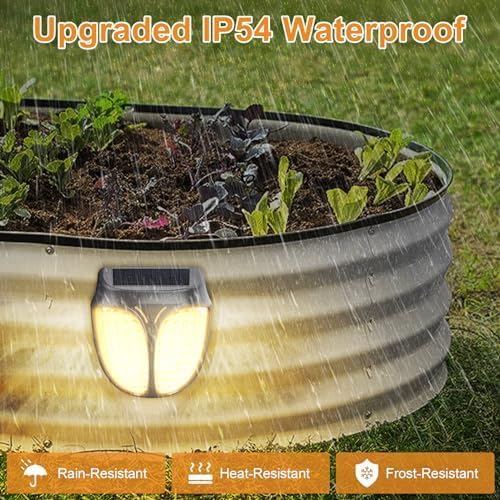 Raised Garden Bed Solar Lights Magnetic, IPX4 Waterproof Solar Lights Outdoor, Solar Powered Garden Light for Planter Raised Beds, 2 Pack
