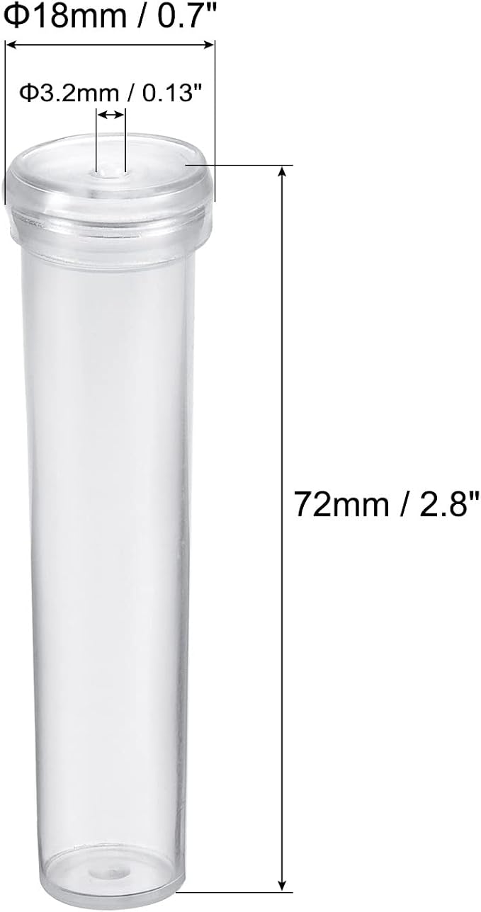 MECCANIXITY 25 Pcs Floral Water Tubes with Caps 2.8" Plastic Flower Vials for Fresh Plants, Flower Arrangements, Milkweed Cutting (Clear)