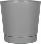 Root & Vessel Majestic Full Depth Round Cylinder Pot, Glossy Gray, 14-Inch (10140)