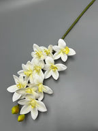 4pcs Artificial Cymbidium Orchid Flower Plant 3D Print Vanda 10 Heads Latex Phalaenopsis Flower (Yellow Heart White)