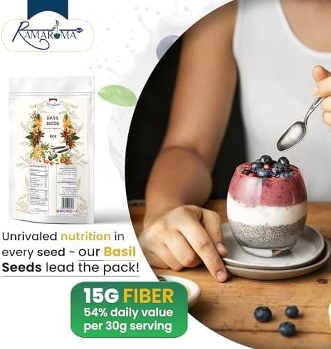 Basil Seeds (Tukmaria) | Edible Basil Seeds | More Fiber Than chia | Plant Based, Keto, Paleo, Vegan, prebiotic