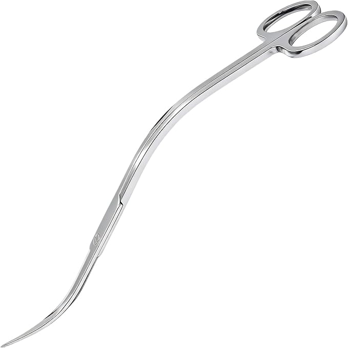 Extra Long Curved Aquarium Scissors, Stainless Steel Tools for Trimming Aquatic Plants, Professional Wave Scissors for Fish Tank, Aquarium & Terrarium, Ambidextrous Design